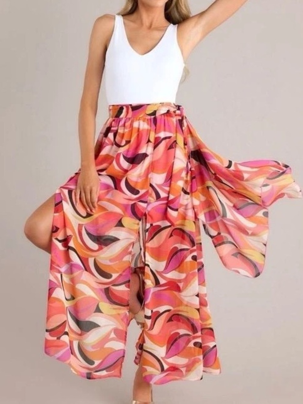 NWT Fate Multicolor Swirl Maxi Skirt - Pink, Orange, Yellow